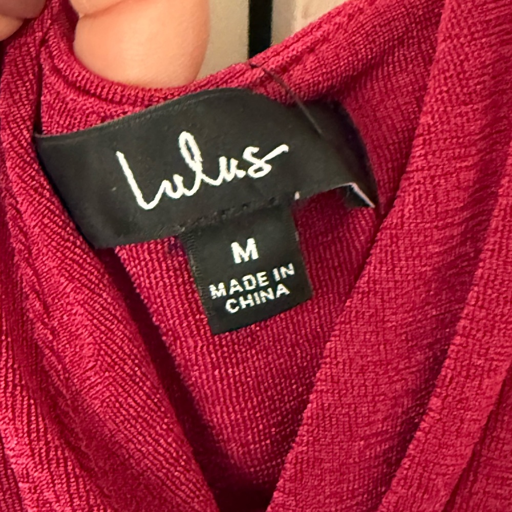 Lulu's Deep Red strappy plunge dress